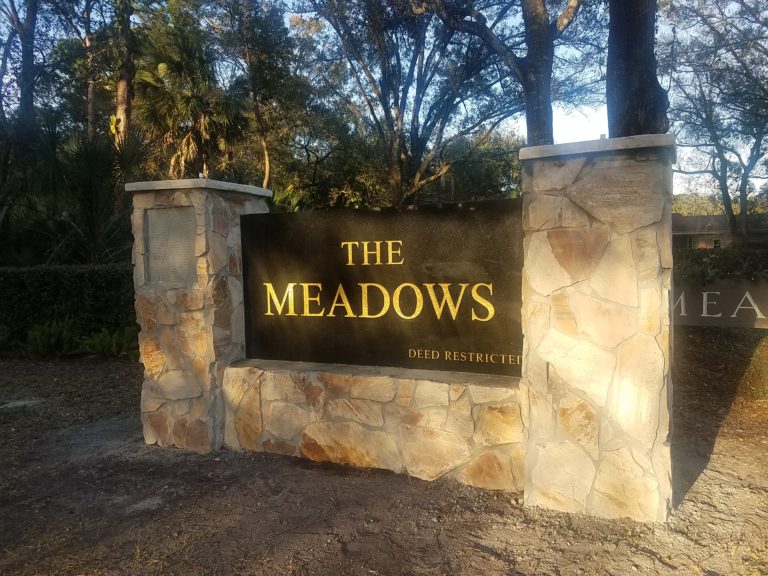 The Meadows neighborhood sign entrance