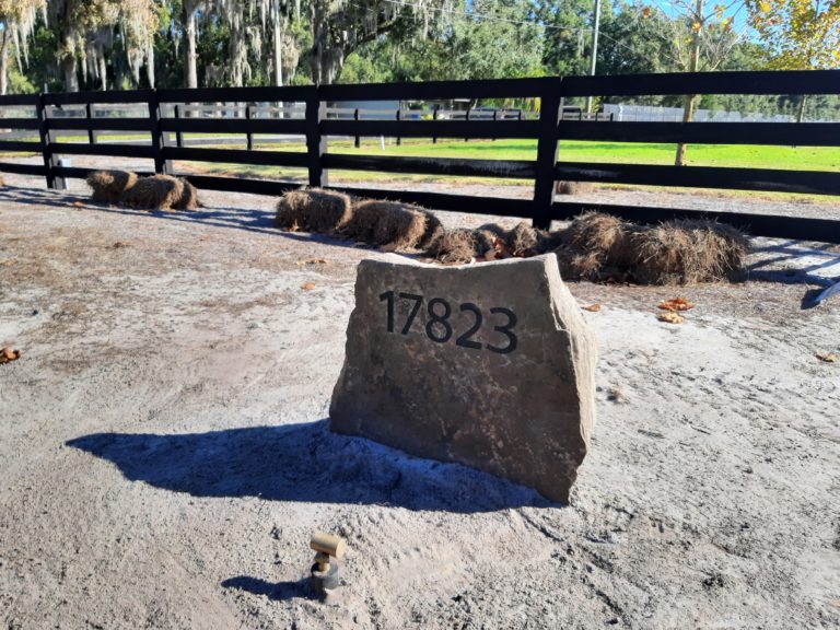 street address on river rock sandblasted engraved