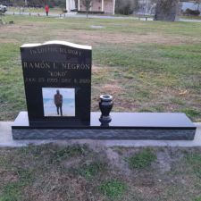 Black Granite memorial with recessed inset porcelain tile, Osceola Memorial Kissimmee, Fl
