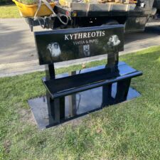 black granite park bench laser etched