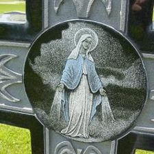 Etched Madonna Calvary Catholic Cemetery