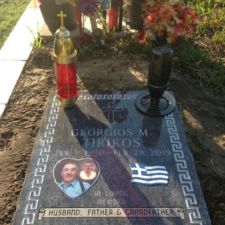 Bahama Blue lawn cypt Greek Flag porcelain Cycadia Cemetery