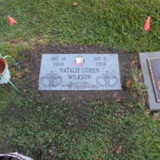 Flat single marker with photo Trinity Cemetery