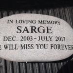 Large river rock pet memorial