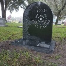 Black custom headstone laser etched owl birds , Keystone Church Cemetery