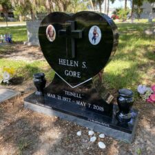 Black granite heart with relief cross